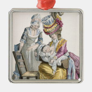 Young Woman in a Dress 'a la Levite' Breastfeeding Metal Tree Decoration