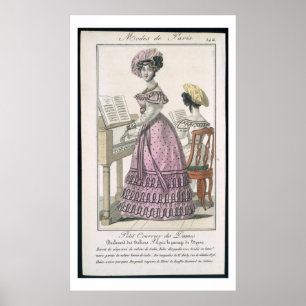 Young Woman in a Pink Organdie Dress Trimmed with Poster