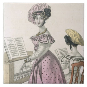 Young Woman in a Pink Organdie Dress Trimmed with Tile