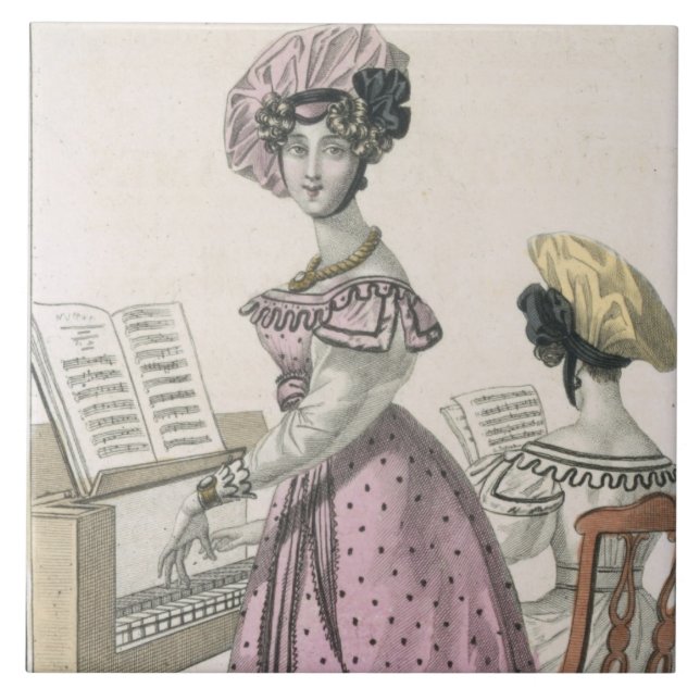 Young Woman in a Pink Organdie Dress Trimmed with Tile (Front)