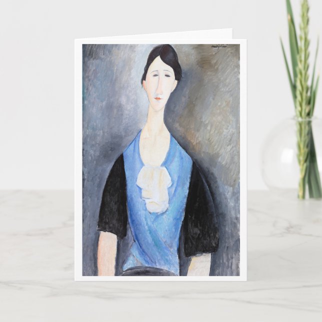 Young Woman in Blue, Modigliani Card (Front)