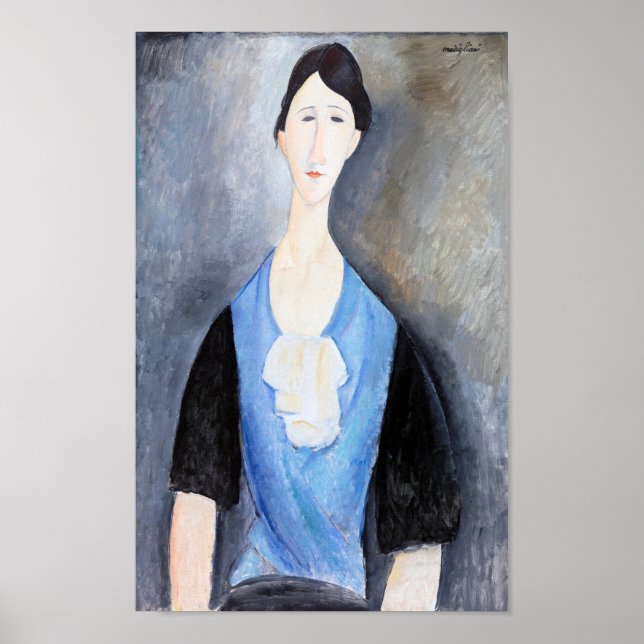 Young Woman in Blue, Modigliani Poster (Front)