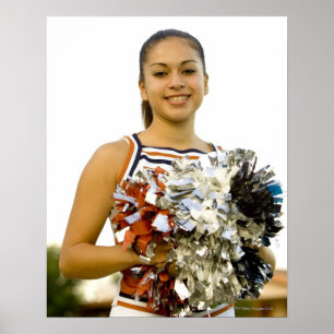 Young woman in cheerleading uniform poster