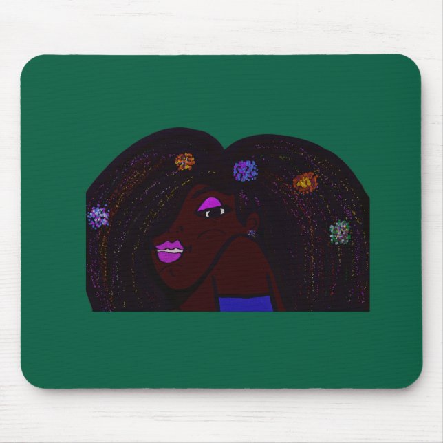 Young Woman of Color Animation Mouse Mat (Front)