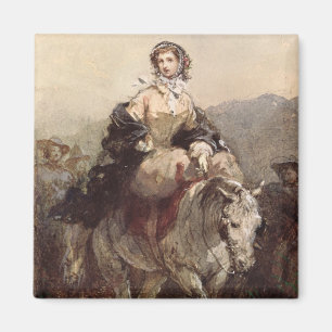 Young Woman on a Horse Magnet