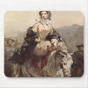 Young Woman on a Horse Mouse Mat