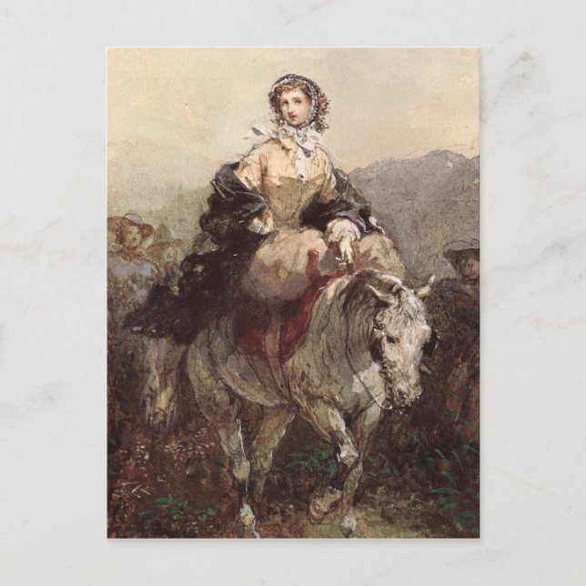 Young Woman on a Horse Postcard (Front)