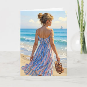 Young Woman On the Beach Card