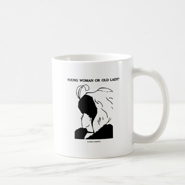 Young Woman Or Old Lady? (Optical Illusion) Coffee Mug (Right)