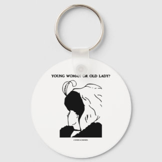 Young Woman Or Old Lady? (Optical Illusion) Key Ring
