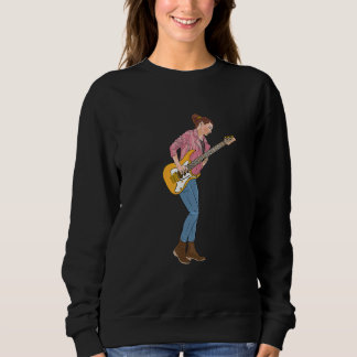 Young Woman Passionate About Playing Electric Guit Sweatshirt