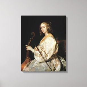 Young Woman Playing a Viola da Gamba Canvas Print