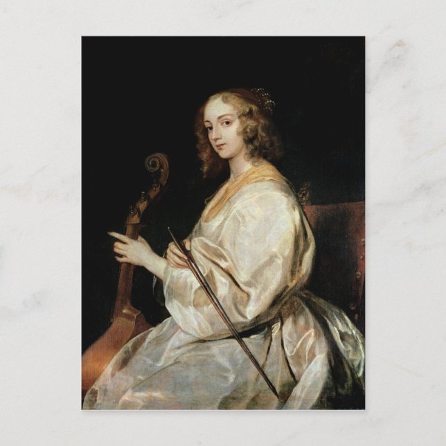 Young Woman Playing a Viola da Gamba Postcard (Front)