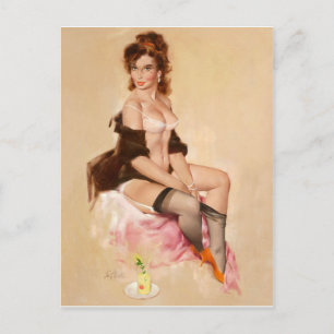 Young woman portrait postcard