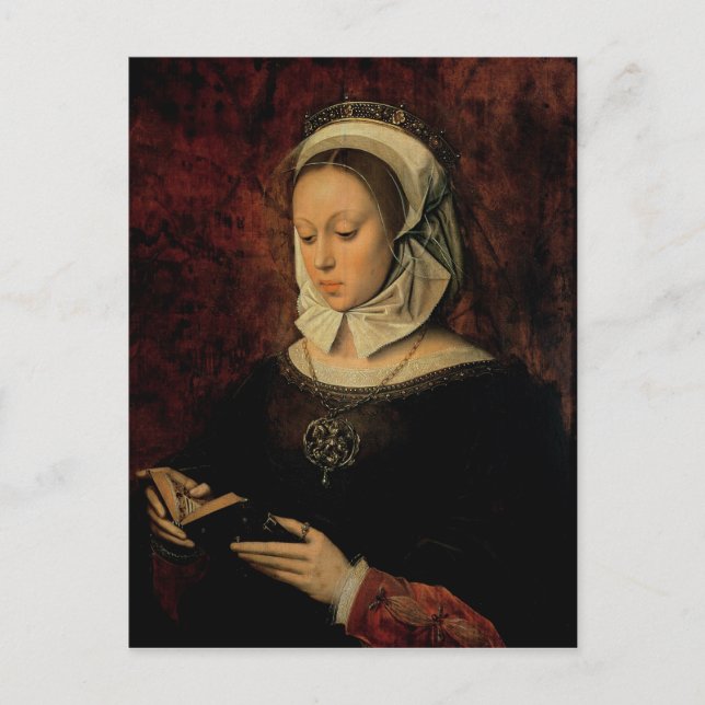 Young Woman Reading a Book of Hours (oil on panel) Postcard (Front)