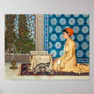 Young Woman Reading   Osman Hamdi Bey   Poster