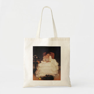 Young Woman Reading Painting Tote Bag