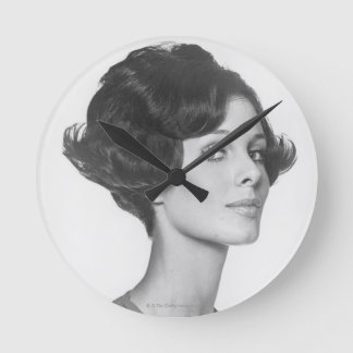 Young Woman Round Clock