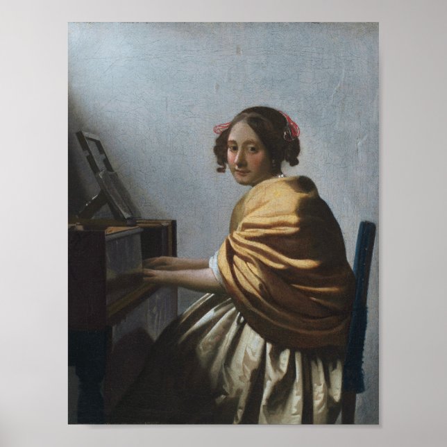 Young Woman Seated at a Virginal — Vermeer Poster (Front)
