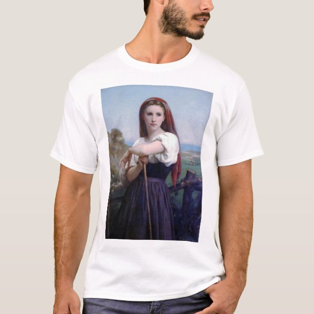 Young Woman Shepherdess, Bouguereau T-Shirt (Front)