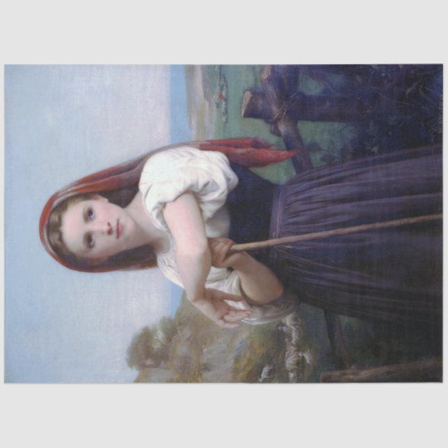 Young Woman Shepherdess, Bouguereau Tissue Paper (Front)