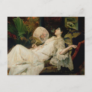 Young Woman Smoking, 1894 Postcard