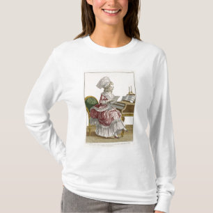 Young Woman Studying Music at her Harpsichord, pla T-Shirt