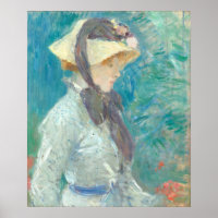 Young Woman w/ Straw Hat - Berthe Morisot Fine Art