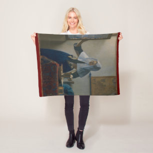 Young Woman Water Pitcher Vermeer Fleece Blanket