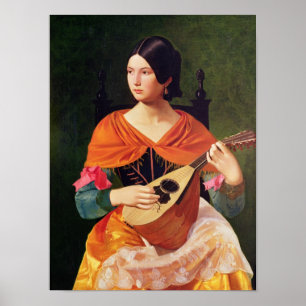 Young Woman with a Mandolin, 1845-47 Poster