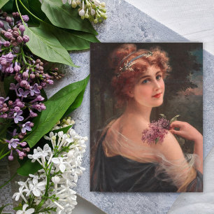Young Woman with a Sprig of Lilac by Emile Vernon Postcard