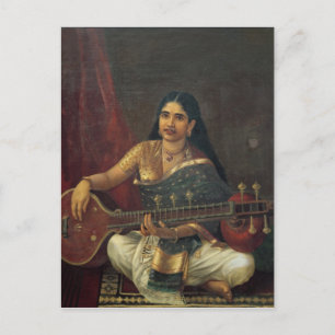 Young Woman with a Veena Postcard