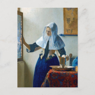 Young Woman with a Water Pitcher by Vermeer Holiday Postcard