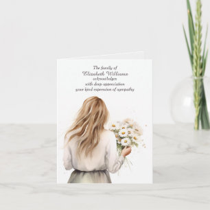 Young Woman With Daisies Sympathy Thank You Card