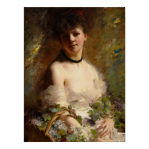 Young Woman with Flower Basket Poster