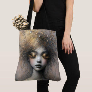 Young Woman With Gold Eyelashes Tote Bag