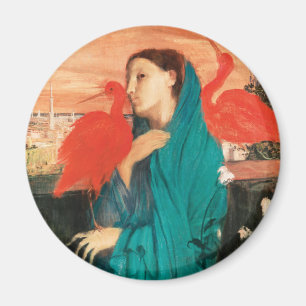 Young Woman with Ibis Fine Art by Edgar Degas Magnet