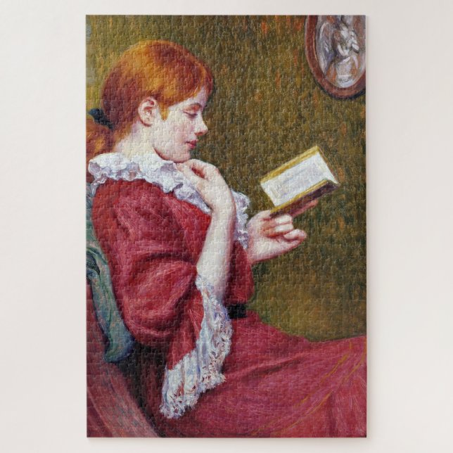 Young Woman With Red Hair Reading a Good Book Jigsaw Puzzle (Vertical)