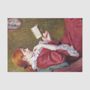 Young Woman With Red Hair Reading a Good Book Tissue Paper