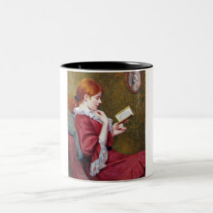 Young Woman With Red Hair Reading a Good Book Two-Tone Coffee Mug