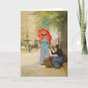 Young Woman with Umbrella   Victor Gabriel Gilbert Card