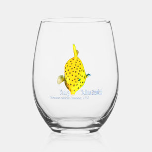 Young Yellow Boxfish Stemless Wine Glass