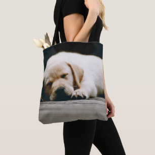 Young Yellow Labrador Puppy Sleeps Soundly Tote Bag