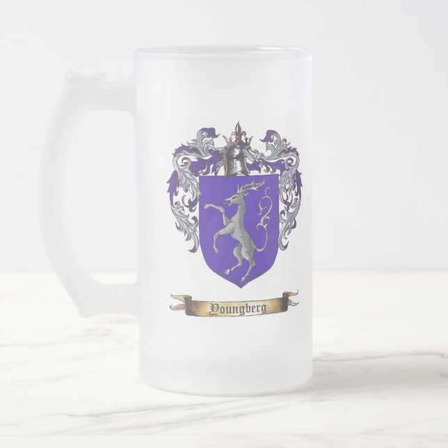 Youngberg Shield of Arms Frosted Glass Beer Mug (Left)