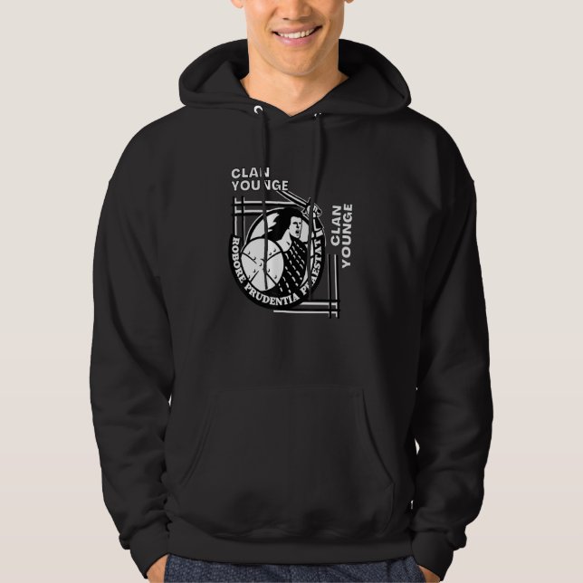 Younge Clan Gaelic Motto Swordsman Hoodie (Front)