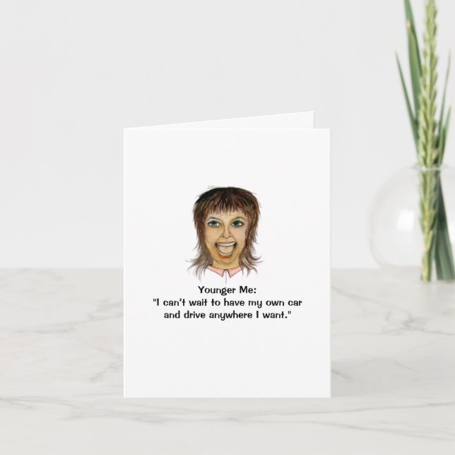 Younger and Older Self as Drivers Greeting Card (Front)