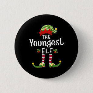Youngest Christmas Elf Matching Pajama X-mas Party 6 Cm Round Badge