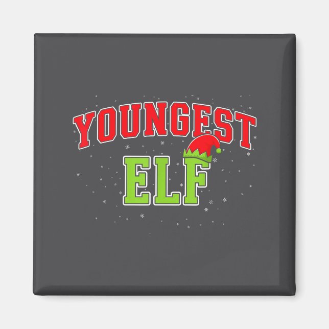 Youngest Elf Christmas Family Matching Group Xmas  Magnet (Front)
