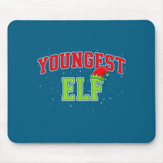 Youngest Elf Christmas Family Matching Group Xmas  Mouse Mat (Front)