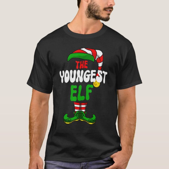 Youngest Elf Family Matching Group Merry Christmas T-Shirt (Front)